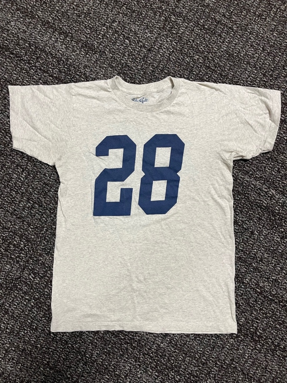 Brandy Melville Light Gray Short-Sleeve Tee with Navy '28' Graphic